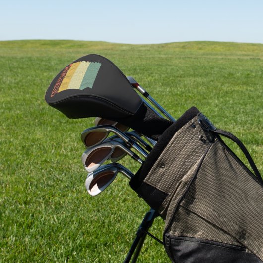 Arkansas Retro Sunset  Golf Head Hoesje Golfheadcover (Insitu)