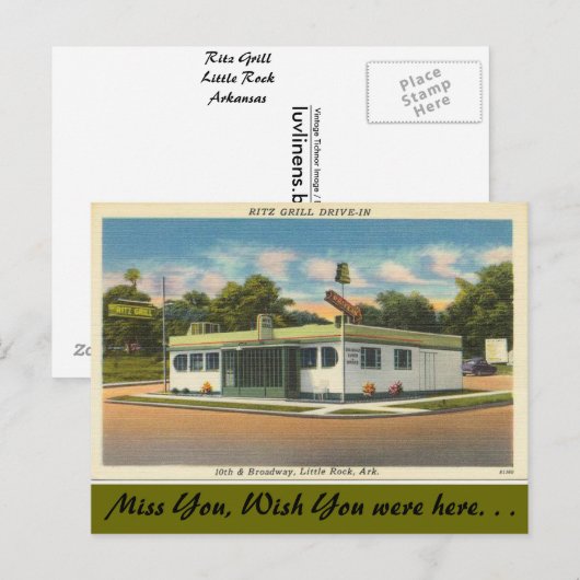Arkansas, Ritz Grill Drive-in Briefkaart (Voorkant / Achterkant)