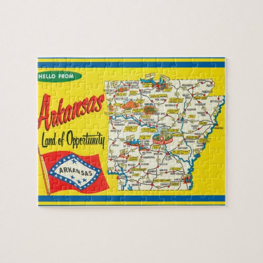 Arkansas  Road Map Briefkaart Legpuzzel (Horizontaal)
