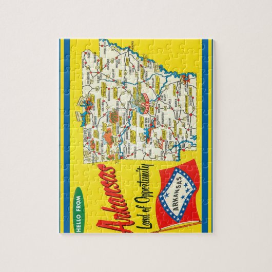 Arkansas  Road Map Briefkaart Legpuzzel (Verticaal)
