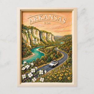 Arkansas Road Trip Vintage Ozark Rivier Landschap Briefkaart