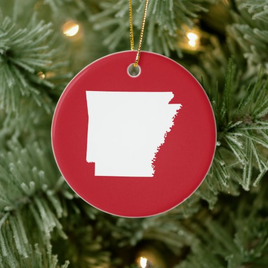 Arkansas Rood en Wit Keramisch Ornament (Boom)
