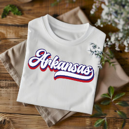 Arkansas Rood Wit en Blauw Vintage Script T-Shirt