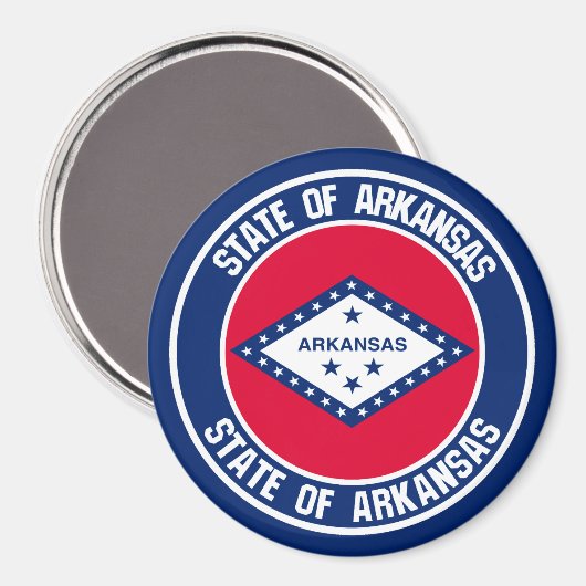 Arkansas Round Emblem Magneet (Voorkant / Achterkant)