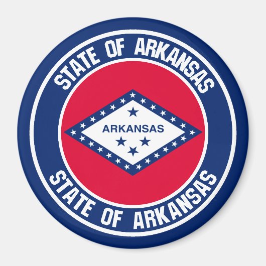 Arkansas Round Emblem Magneet (Voorkant)