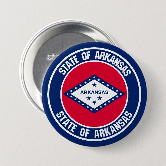 Arkansas Round Emblem Ronde Button 7,6 Cm (Voorkant /achterkant)