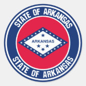 Arkansas Round Emblem Ronde Sticker (Voorkant)