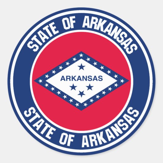 Arkansas Round Emblem Ronde Sticker (Voorkant)