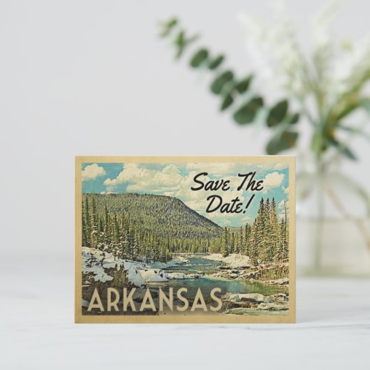Arkansas Save the Date Mountains River Snow Aankondigingskaart (Staand voorkant)