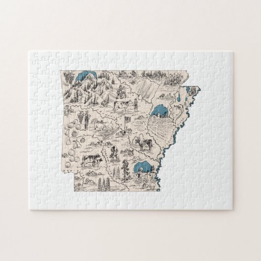 Arkansas Shaped Vintage Arkansan Picture Map Legpuzzel (Horizontaal)