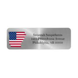 Arkansas Silver American Flag Patriotic Etiket