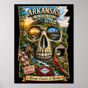 Arkansas Skull Art Poster - Staat van Geest