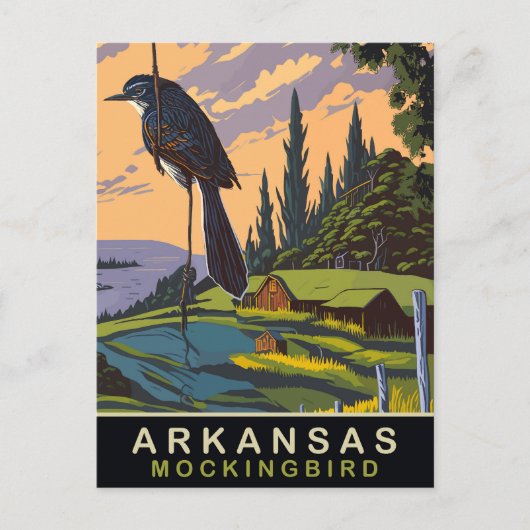 Arkansas, Spotvogel op een Boerderij, Reizen Briefkaart (Voorkant)