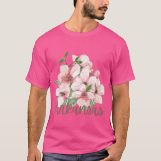 Arkansas State Apple Blossom Flower Watercolor Sti T-shirt