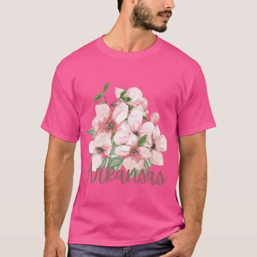 Arkansas State Apple Blossom Flower Watercolor Sti T-shirt (Voorkant)
