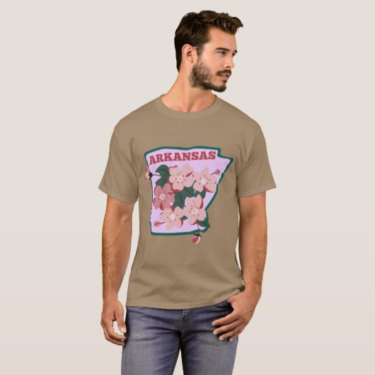 Arkansas State Apple Blossom Flower Waterverf STI T-shirt (Voorkant volledig)