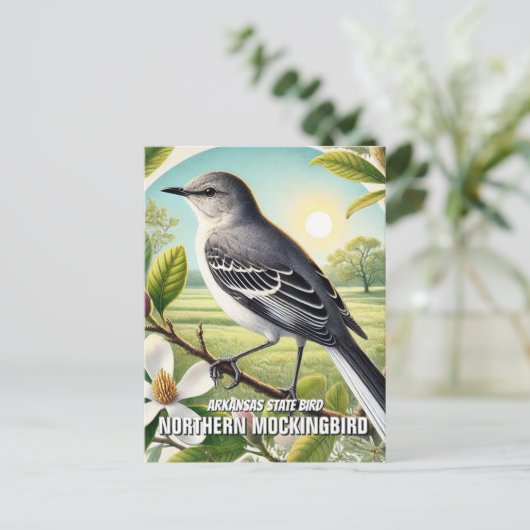 Arkansas State Bird Northern Mockingbird Briefkaart (Staand voorkant)