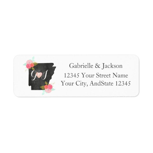 Arkansas State Chic Monogram retouradreslabel Etiket (Voorkant)