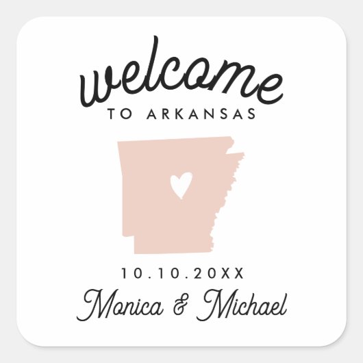 ARKANSAS State Destination Wedding - ELKE KLEUR! Vierkante Sticker (Voorkant)