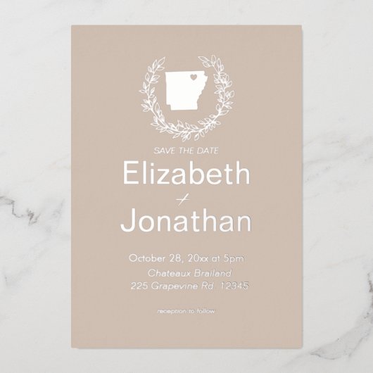 Arkansas State Destination Wedding Folie Uitnodiging (Voorkant)