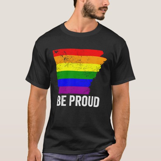 Arkansas State Gay Pride Flag LGBT Lesbian Bisexua T-shirt (Voorkant)