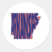 Arkansas State Naam Word Art Blauw Ronde Sticker (Voorkant)