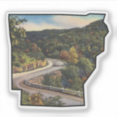 Arkansas State Outline vol met Mountain Road Sticker (Voorkant)