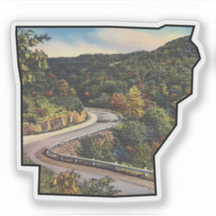 Arkansas State Outline vol met Mountain Road Sticker