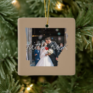 Arkansas State Photo insert and town name Keramisch Ornament