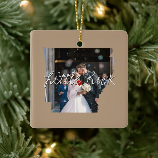 Arkansas State Photo insert and town name Keramisch Ornament (Boom)