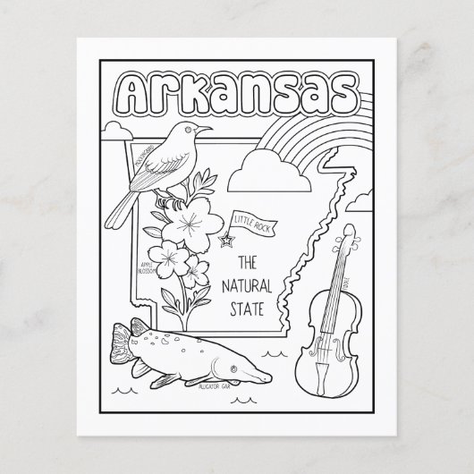 Arkansas State Shape and Facts Kleurplaat Flyer (Voorkant)