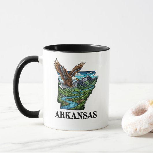 Arkansas State Tattoo Style Bald Eagle Mountains Mok (Met donut)