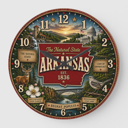 Arkansas State Vintage Map Grote Klok (Voorkant)