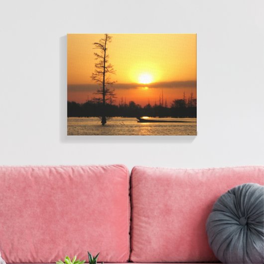 Arkansas Sunrise op Millwood Lake Canvas Print (Insitu (Woonkamer))