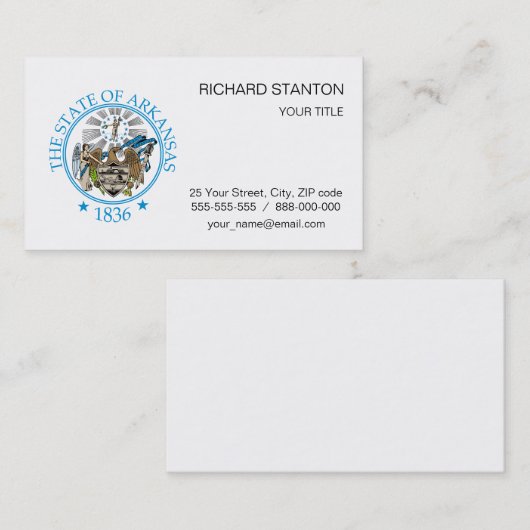 Arkansas-teken Visitekaartje (Voorkant / Achterkant)