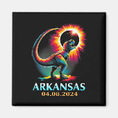 Arkansas Totaal Zonneverduistering 2024 T Rex D Magneet (Voorkant)