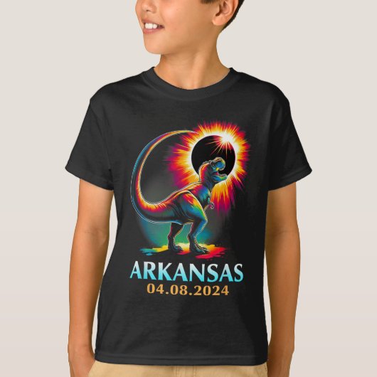Arkansas Totaal Zonneverduistering 2024 T Rex D T-shirt (Voorkant)
