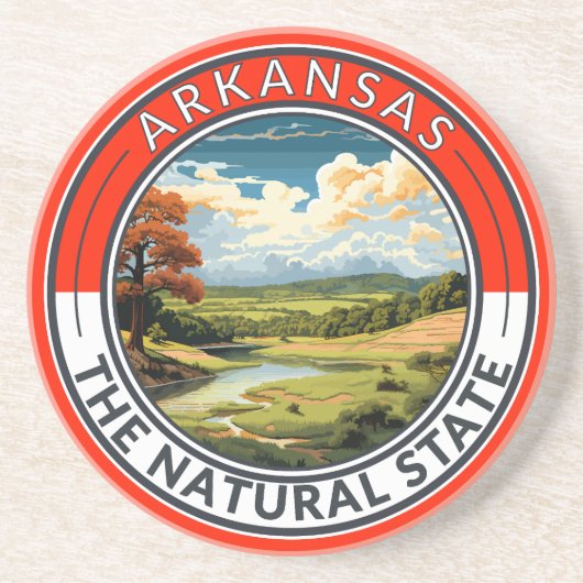 Arkansas Travel Art Badge Zandsteen Onderzetter (Voorkant)