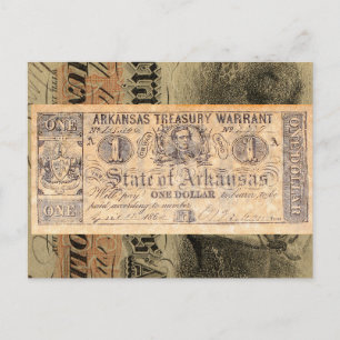 Arkansas Treasury Civil War Antiek Money Briefkaart