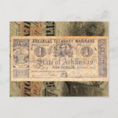 Arkansas Treasury Civil War Antiek Money Briefkaart (Voorkant)