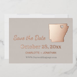 Arkansas Trouw Save The Date Roze Goud  Folie Uitnodiging