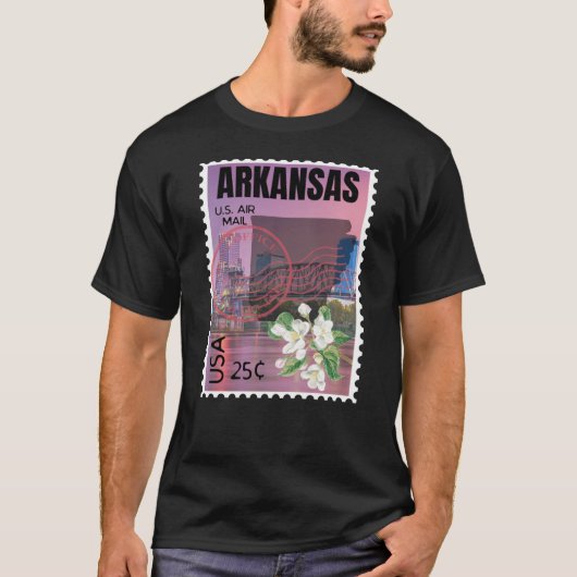 Arkansas US Postzegel met Apple Blossom en L T-shirt (Voorkant)