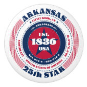 Arkansas US State Rood Wit Blauw Typografie Keramische Knop (Voorkant)