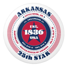 Arkansas US State Rood Wit Blauw Typografie Keramische Knop