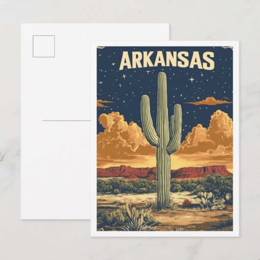 Arkansas USA Art Vintage Illustration Travel Briefkaart (Voorkant / Achterkant)