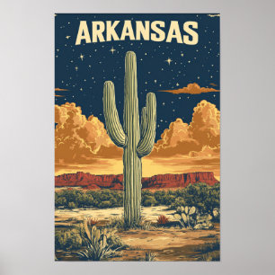 Arkansas USA Kunst Vintage Illustratie Reizen Poster