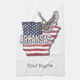 Arkansas Verenigde Staten Retro Kaart Verenigde S Theedoek