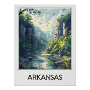 Arkansas-vintage, wilde natuur en waterval perfect poster
