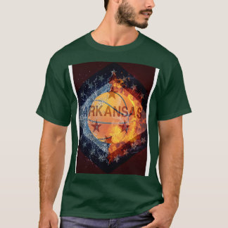 ARKANSAS VLAG BASKETBAL VUUR EN IJS T-SHIRT