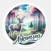 Arkansas, witstaarthert, ronde sticker (Voorkant)